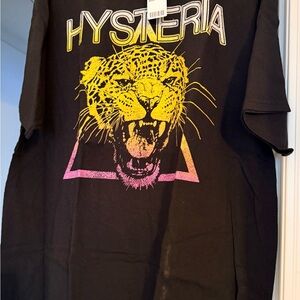 Black Graphic Tee with Yellow Leopard Print